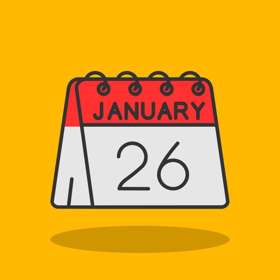 26th of January Filled Shadow Icon vector