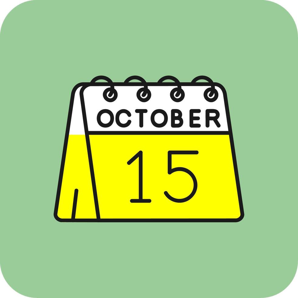 15th of October Filled Yellow Icon vector