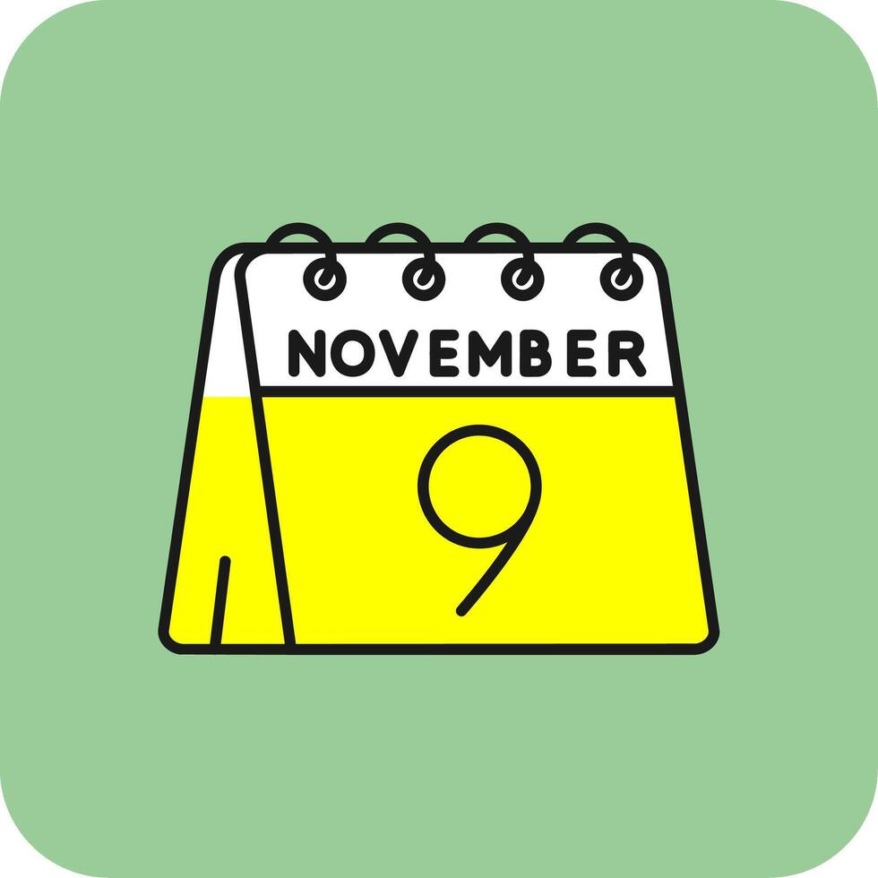 9th of November Filled Yellow Icon vector