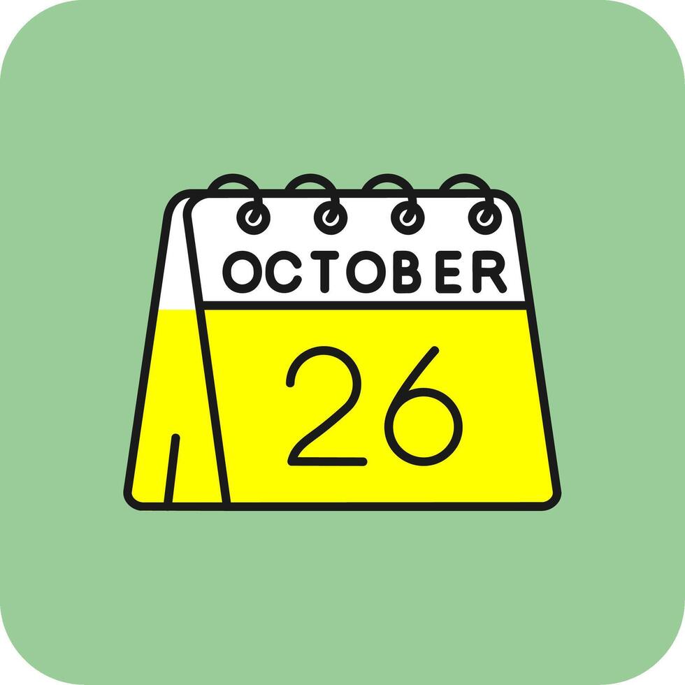 26th of October Filled Yellow Icon vector