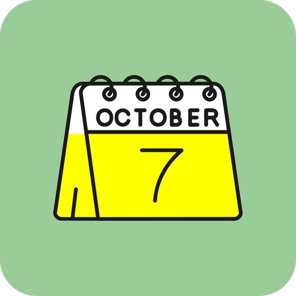 7th of October Filled Yellow Icon vector