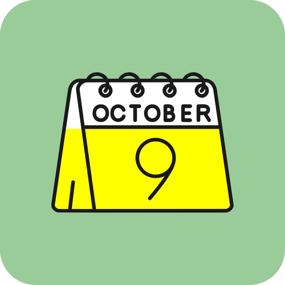 9th of October Filled Yellow Icon vector