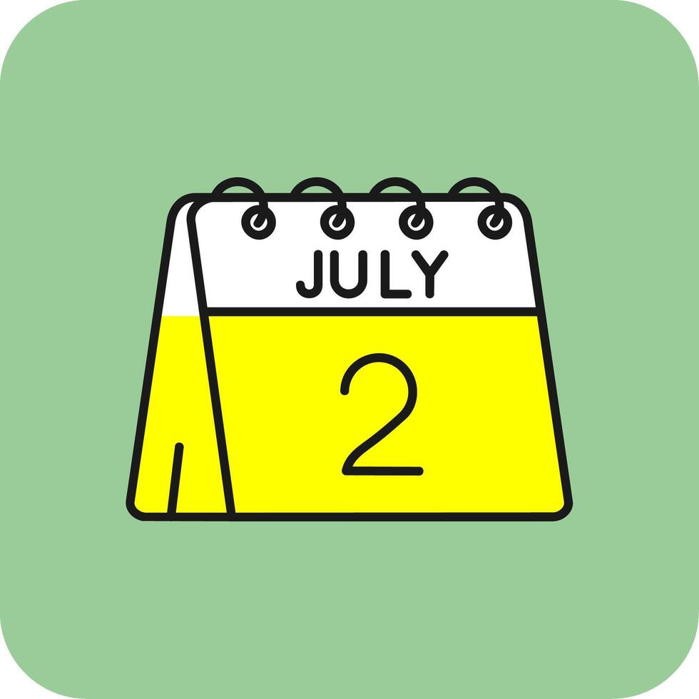 2nd of July Filled Yellow Icon vector