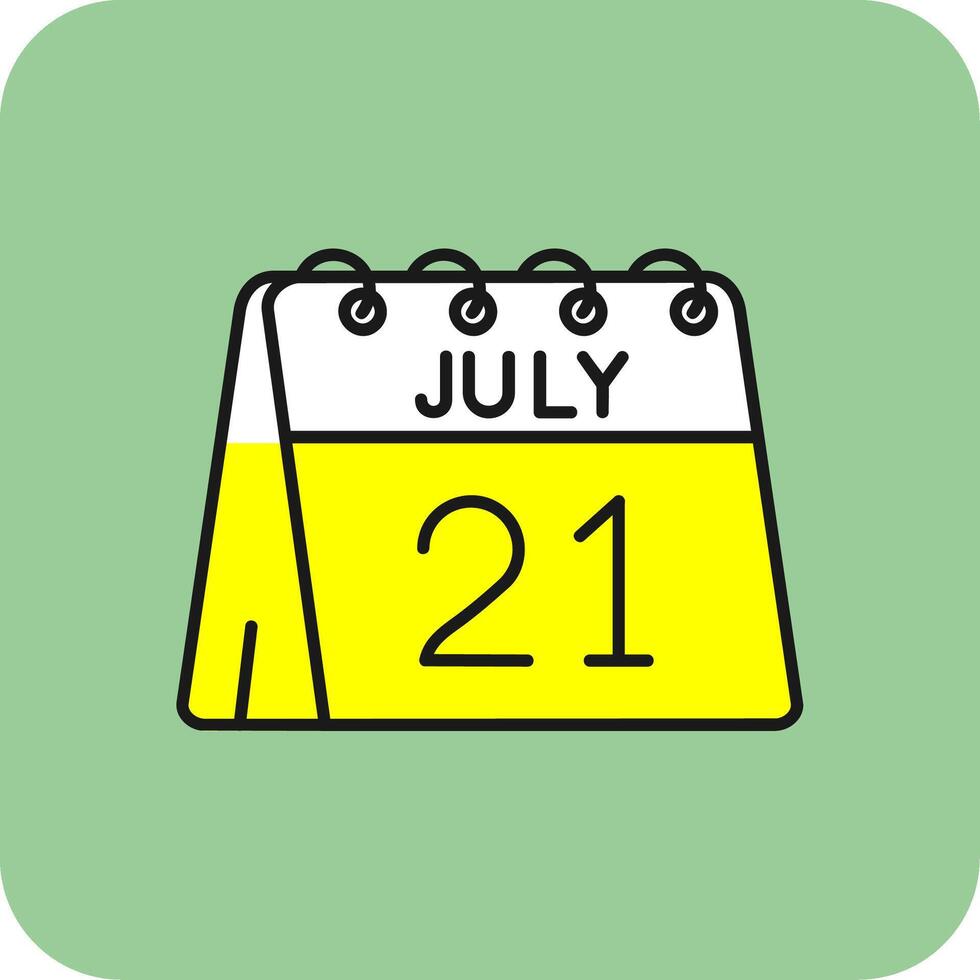 21st of July Filled Yellow Icon vector