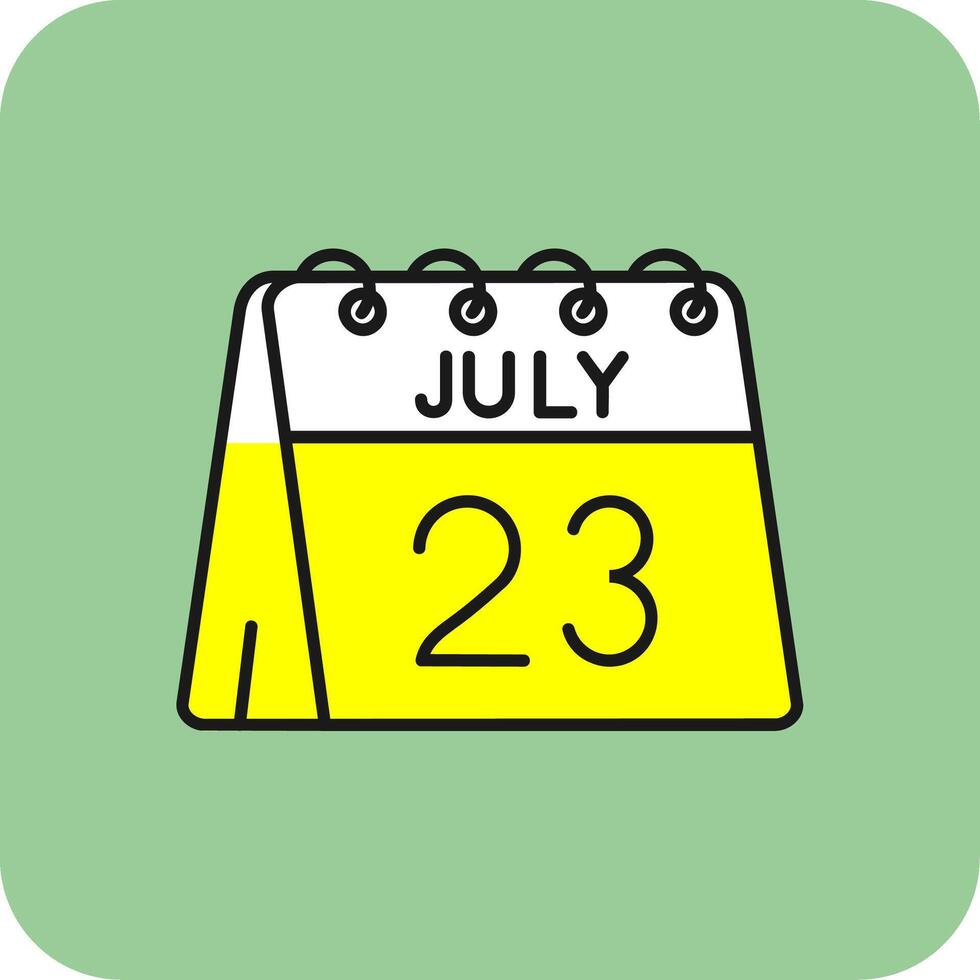 23 de julio lleno amarillo icono vector