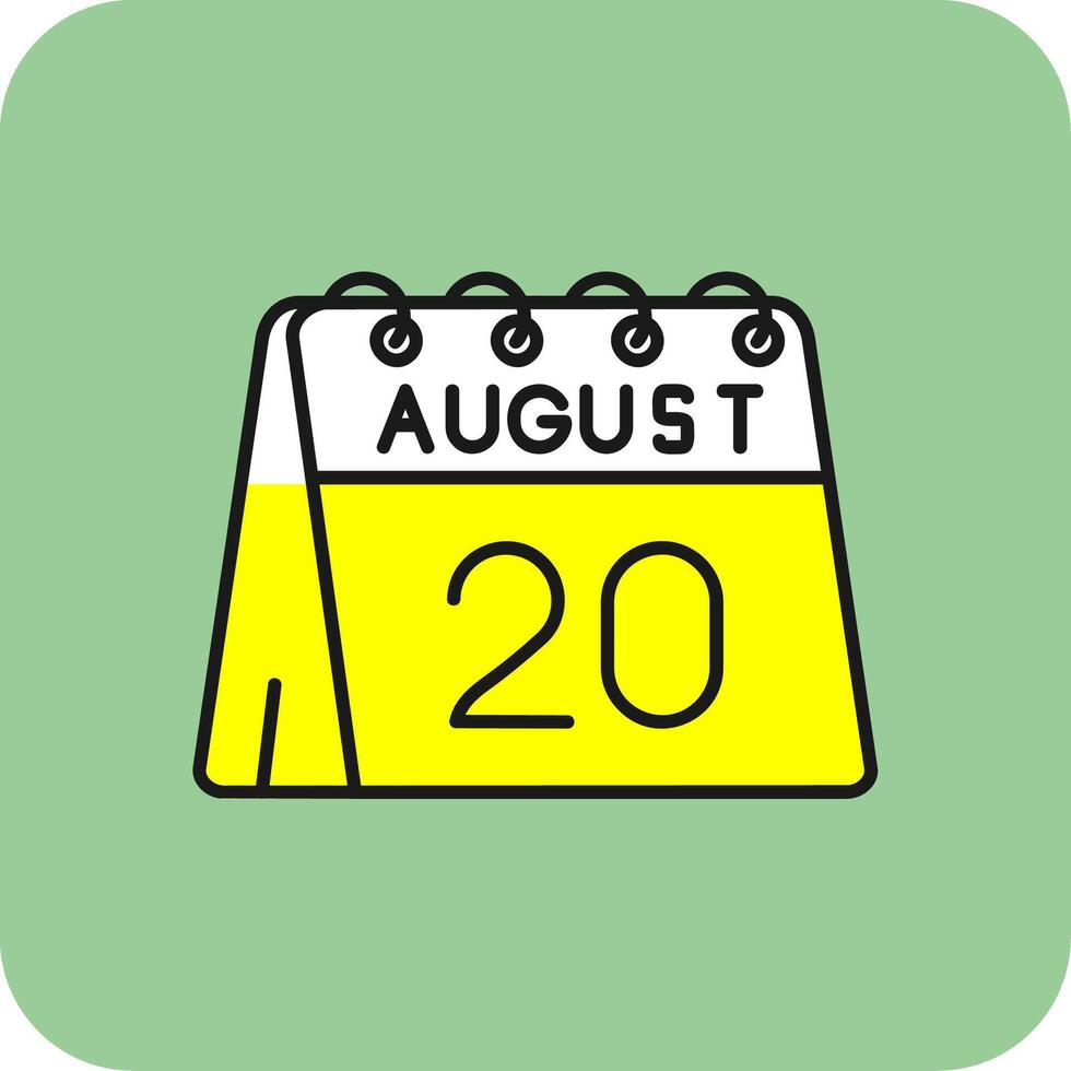 20th of August Filled Yellow Icon vector