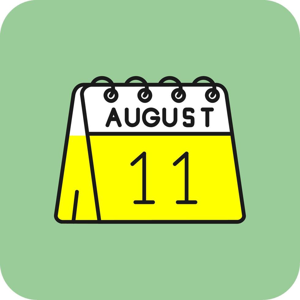 11 de agosto lleno amarillo icono vector