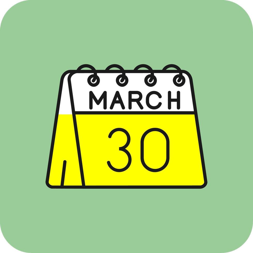 30th of March Filled Yellow Icon vector