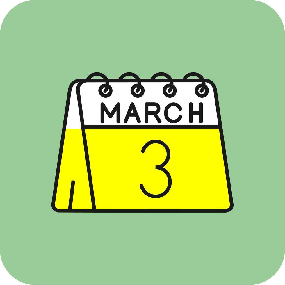 3rd of March Filled Yellow Icon vector