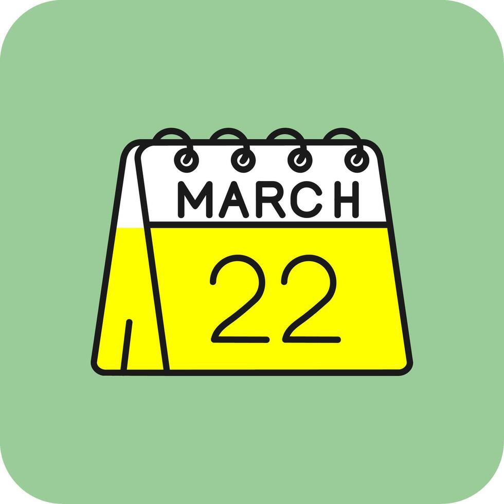 22nd of March Filled Yellow Icon vector