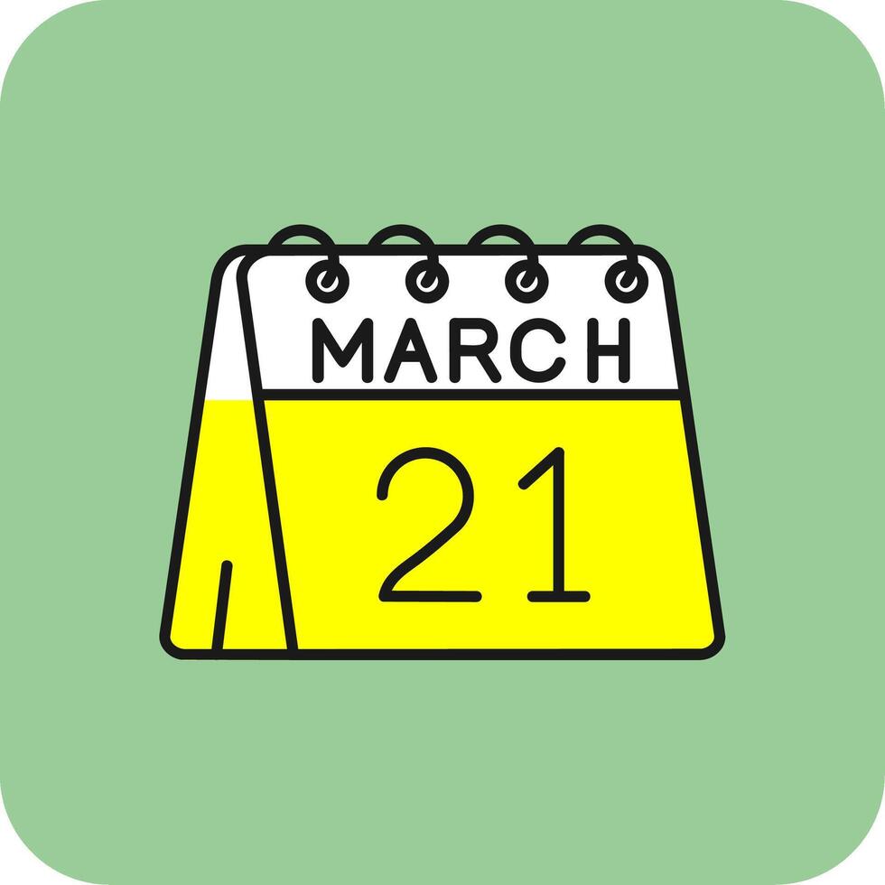 21st of March Filled Yellow Icon vector