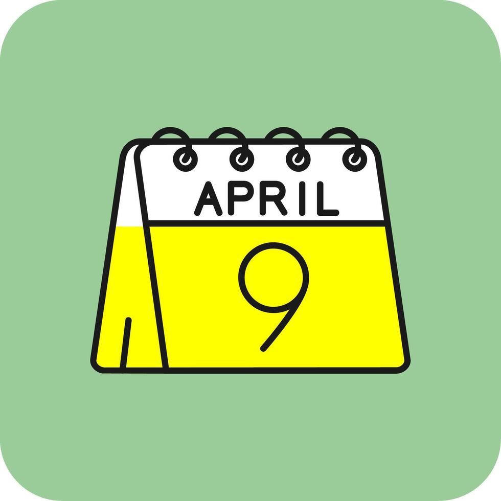 9th of April Filled Yellow Icon vector