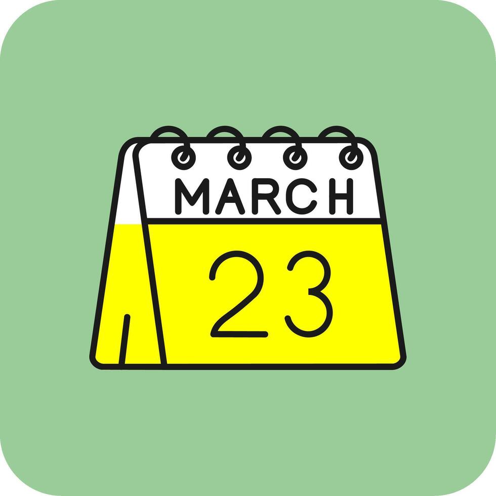 23 de marzo lleno amarillo icono vector