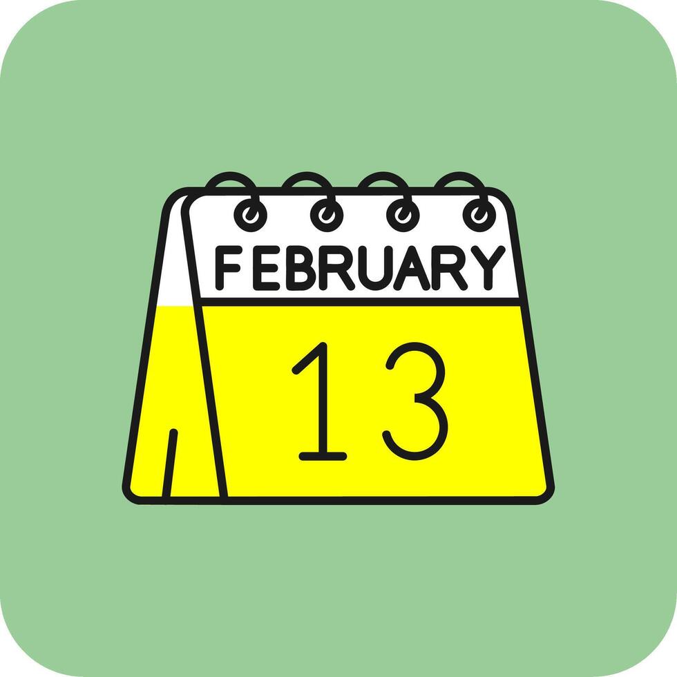 13th of February Filled Yellow Icon vector