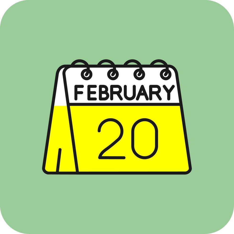 20th of February Filled Yellow Icon vector