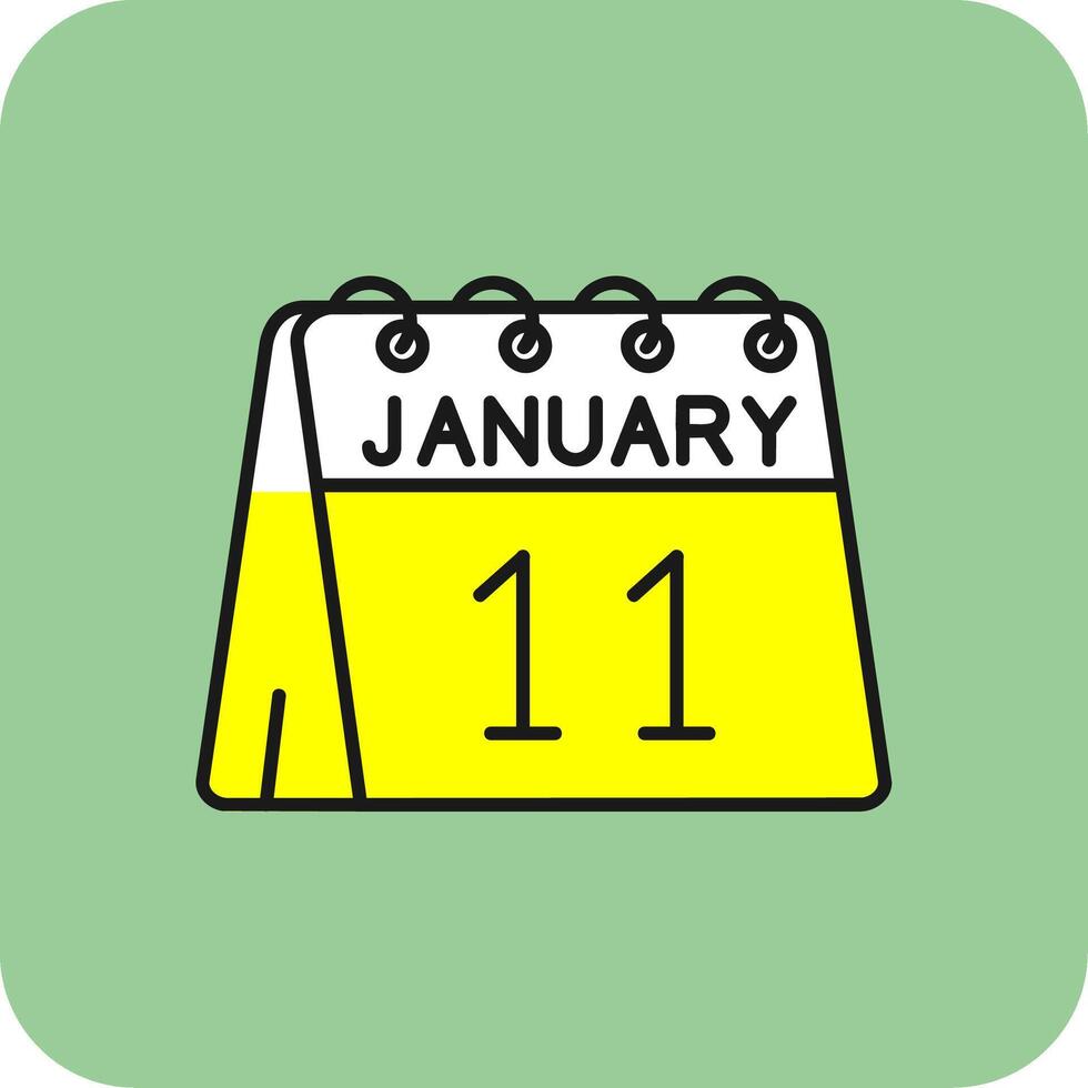 11th of January Filled Yellow Icon vector