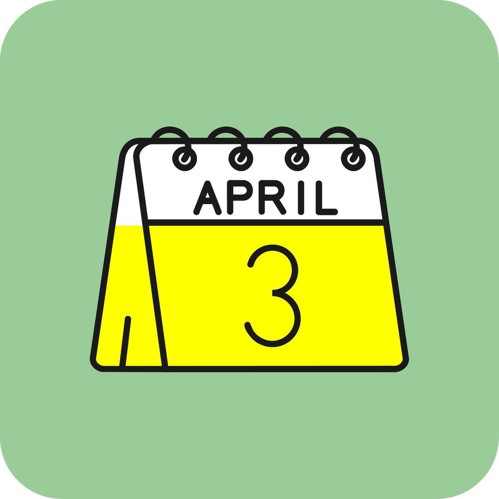 3ro de abril lleno amarillo icono vector