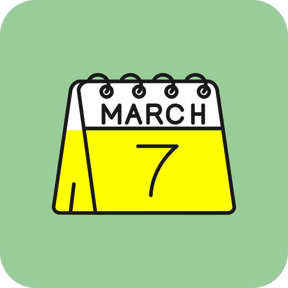 7mo de marzo lleno amarillo icono vector