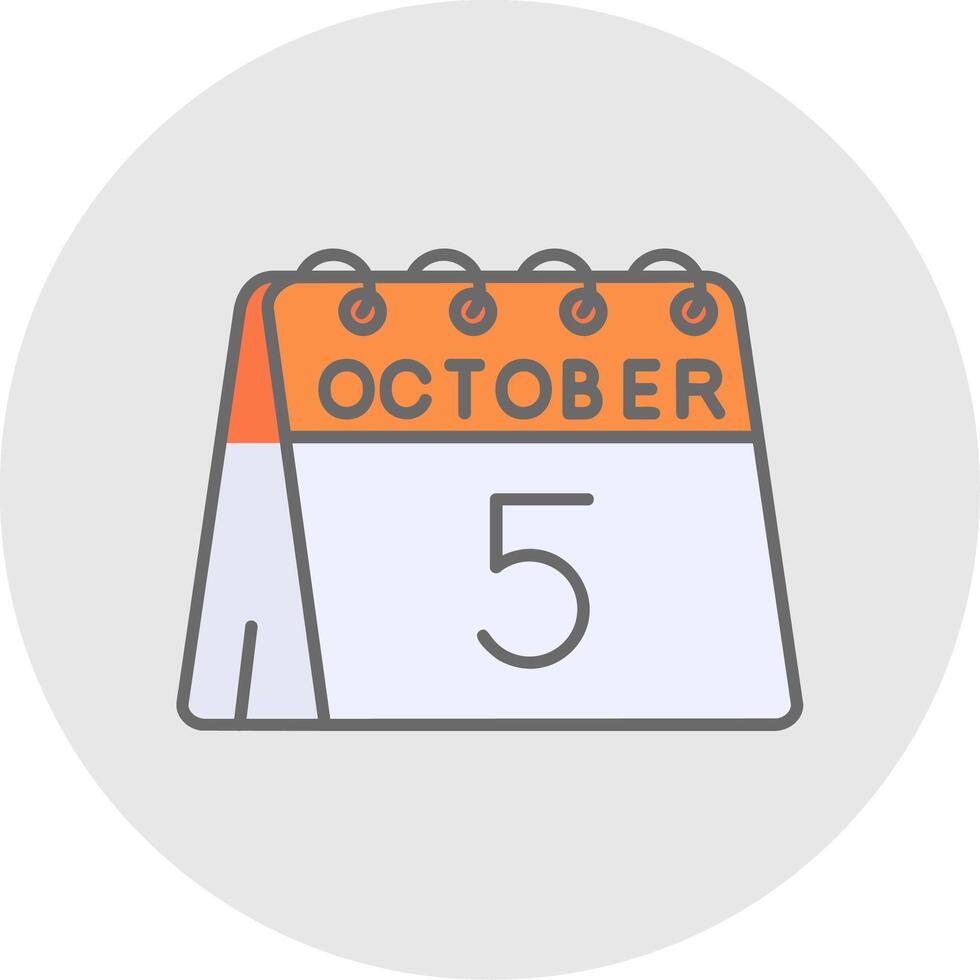 5th of October Line Filled Light Circle Icon vector