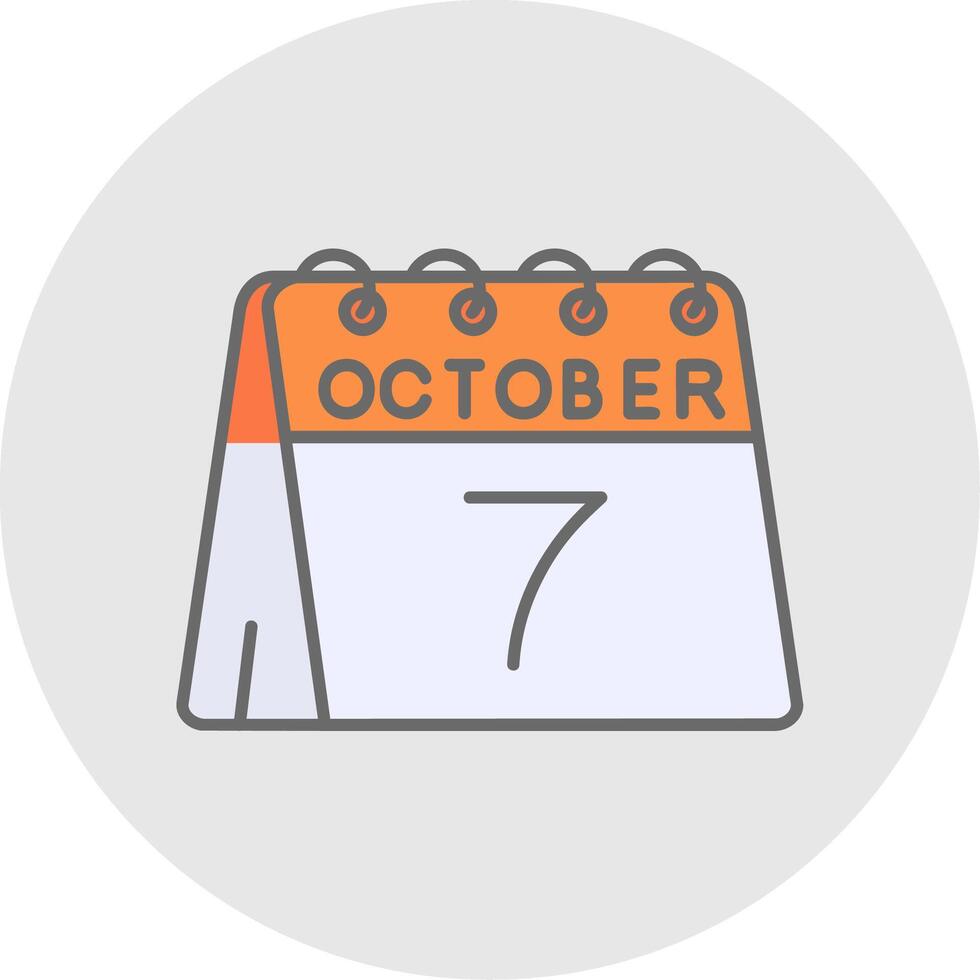 7th of October Line Filled Light Circle Icon vector