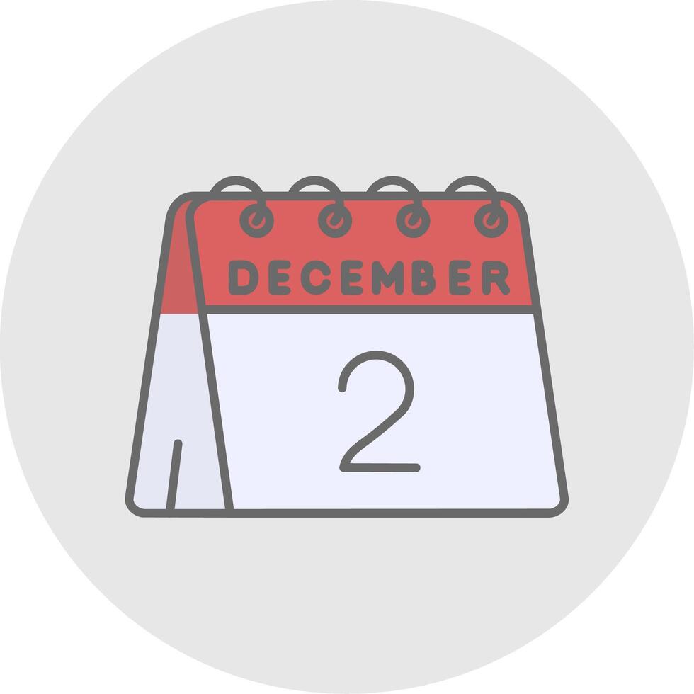 2nd of December Line Filled Light Circle Icon vector