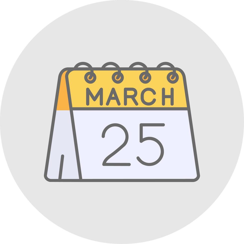 25th of March Line Filled Light Circle Icon vector