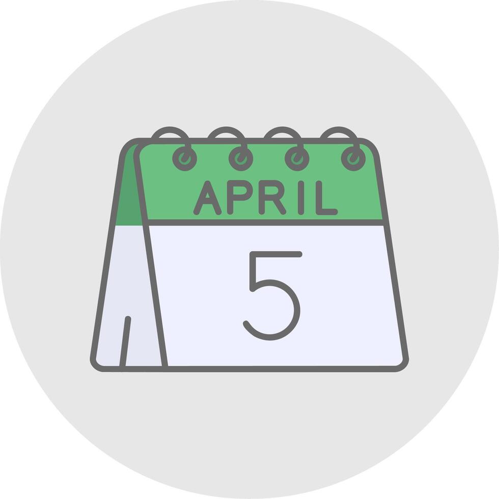 5th of April Line Filled Light Circle Icon vector