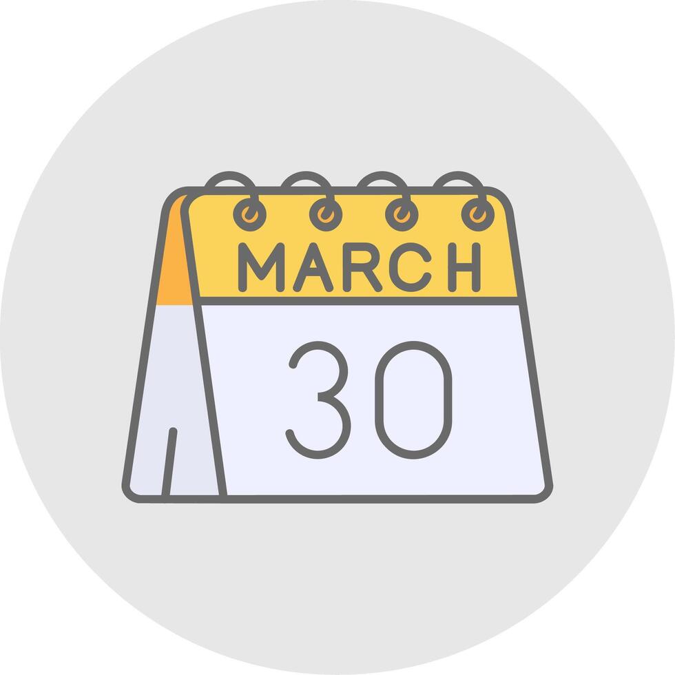 30th of March Line Filled Light Circle Icon vector