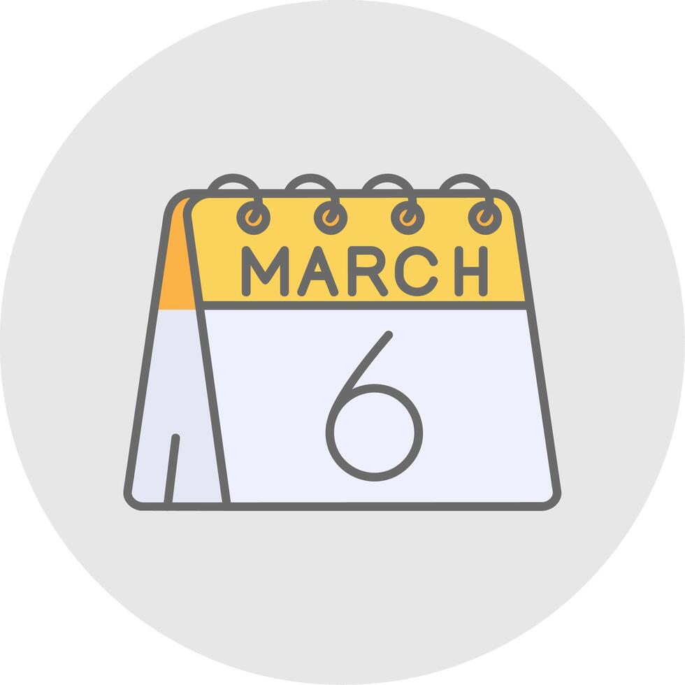 6th of March Line Filled Light Circle Icon vector