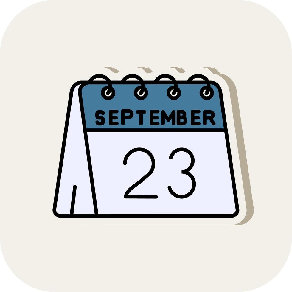 23rd of September Line Filled White Shadow Icon vector