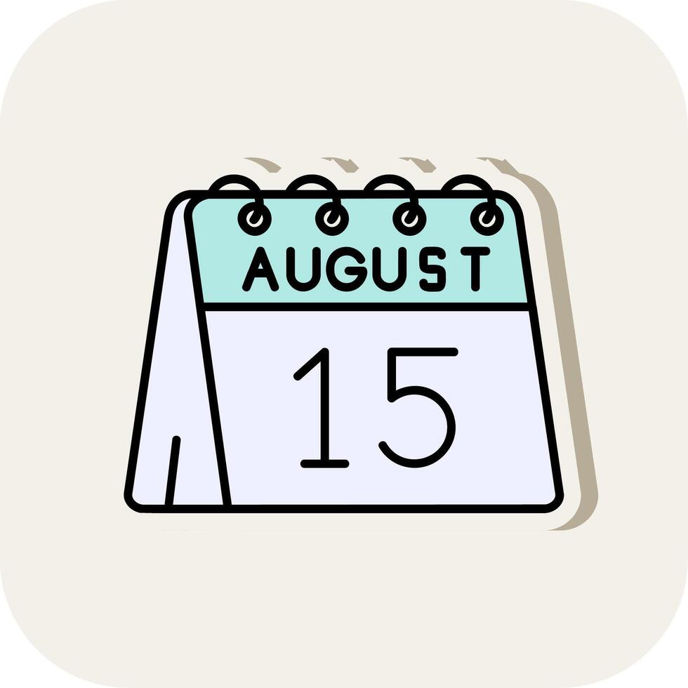 15th of August Line Filled White Shadow Icon vector