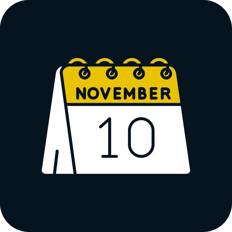 10 de noviembre glifo dos color icono vector