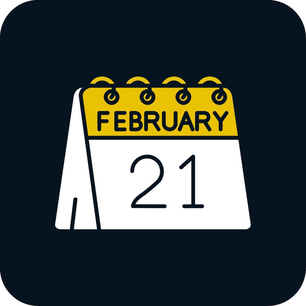 21 de febrero glifo dos color icono vector