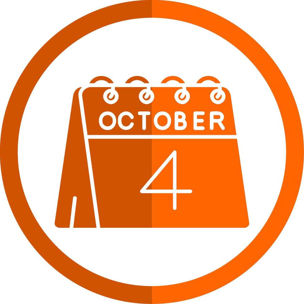 4to de octubre glifo naranja circulo icono vector