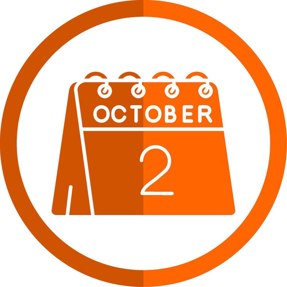 2do de octubre glifo naranja circulo icono vector