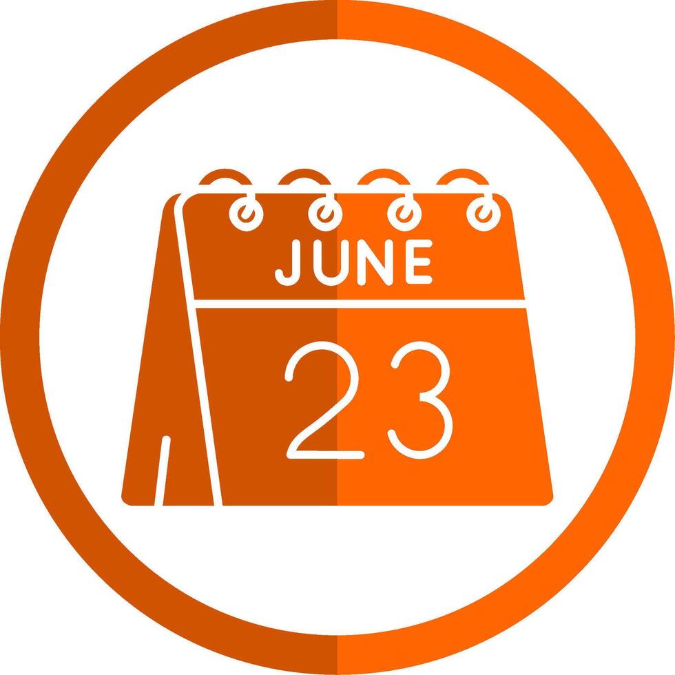 23 de junio glifo naranja circulo icono vector