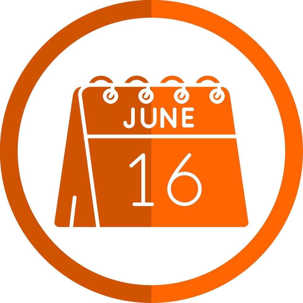 16 de junio glifo naranja circulo icono vector