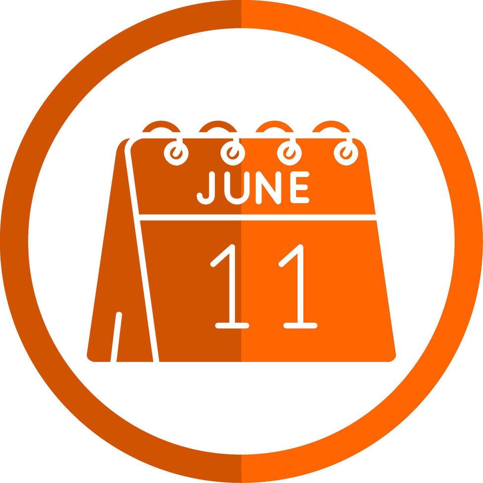 11th of June Glyph Orange Circle Icon vector