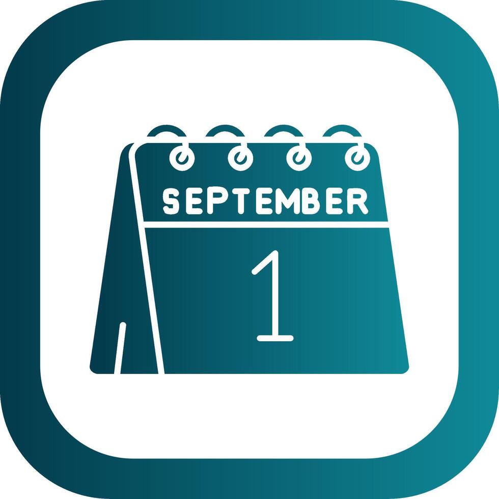 1st of September Glyph Gradient Round Corner Icon vector