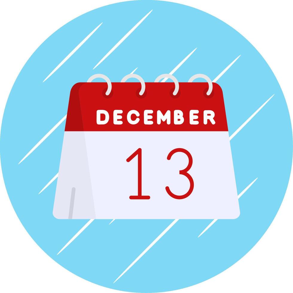 13th of December Flat Blue Circle Icon vector