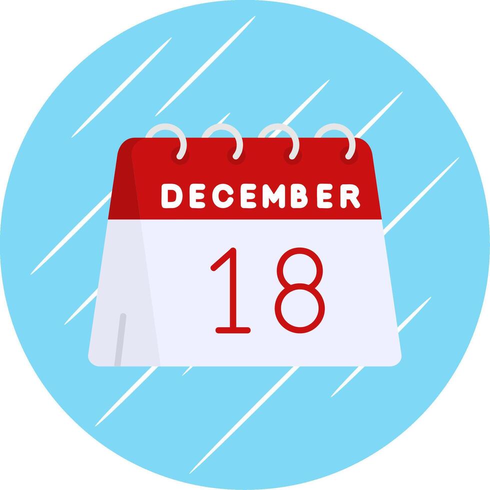 18 de diciembre plano azul circulo icono vector