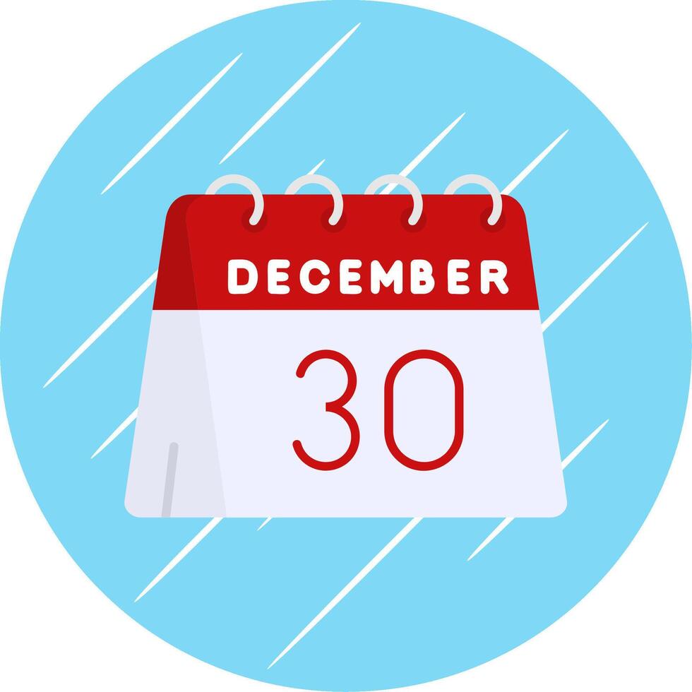 30th of December Flat Blue Circle Icon vector