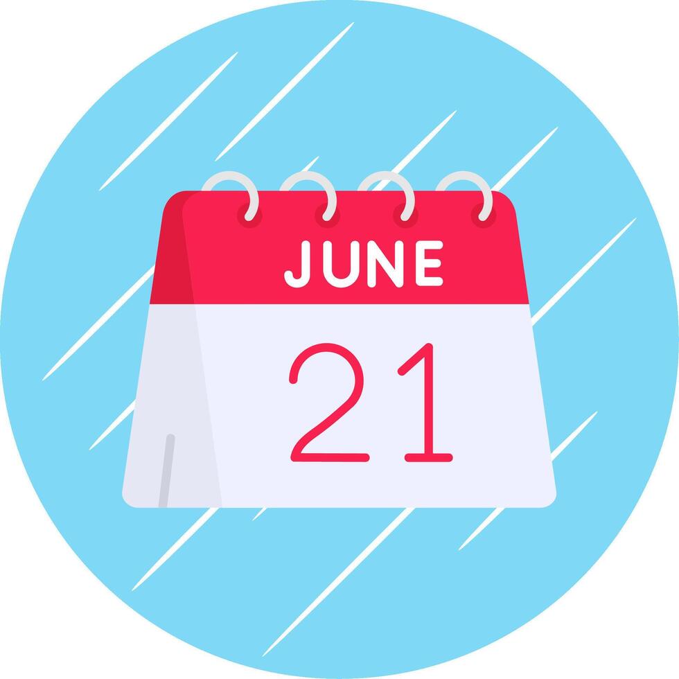 21st of June Flat Blue Circle Icon vector