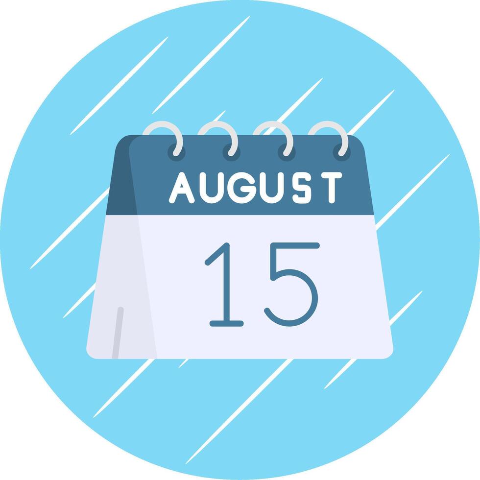 15th of August Flat Blue Circle Icon vector