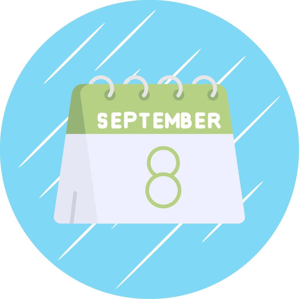 8th of September Flat Blue Circle Icon vector