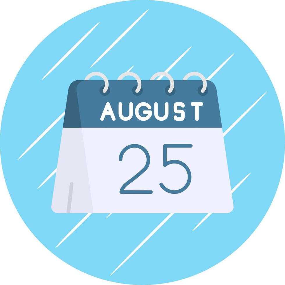 25th of August Flat Blue Circle Icon vector