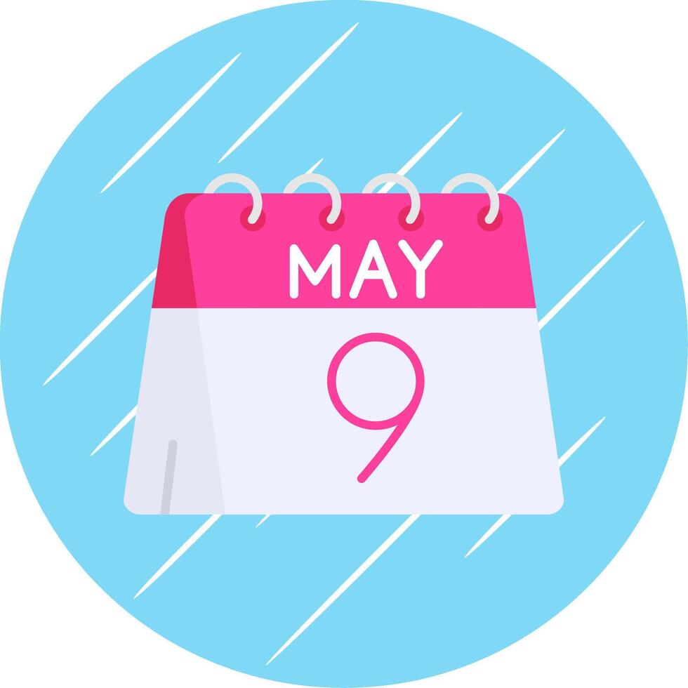 9th of May Flat Blue Circle Icon vector