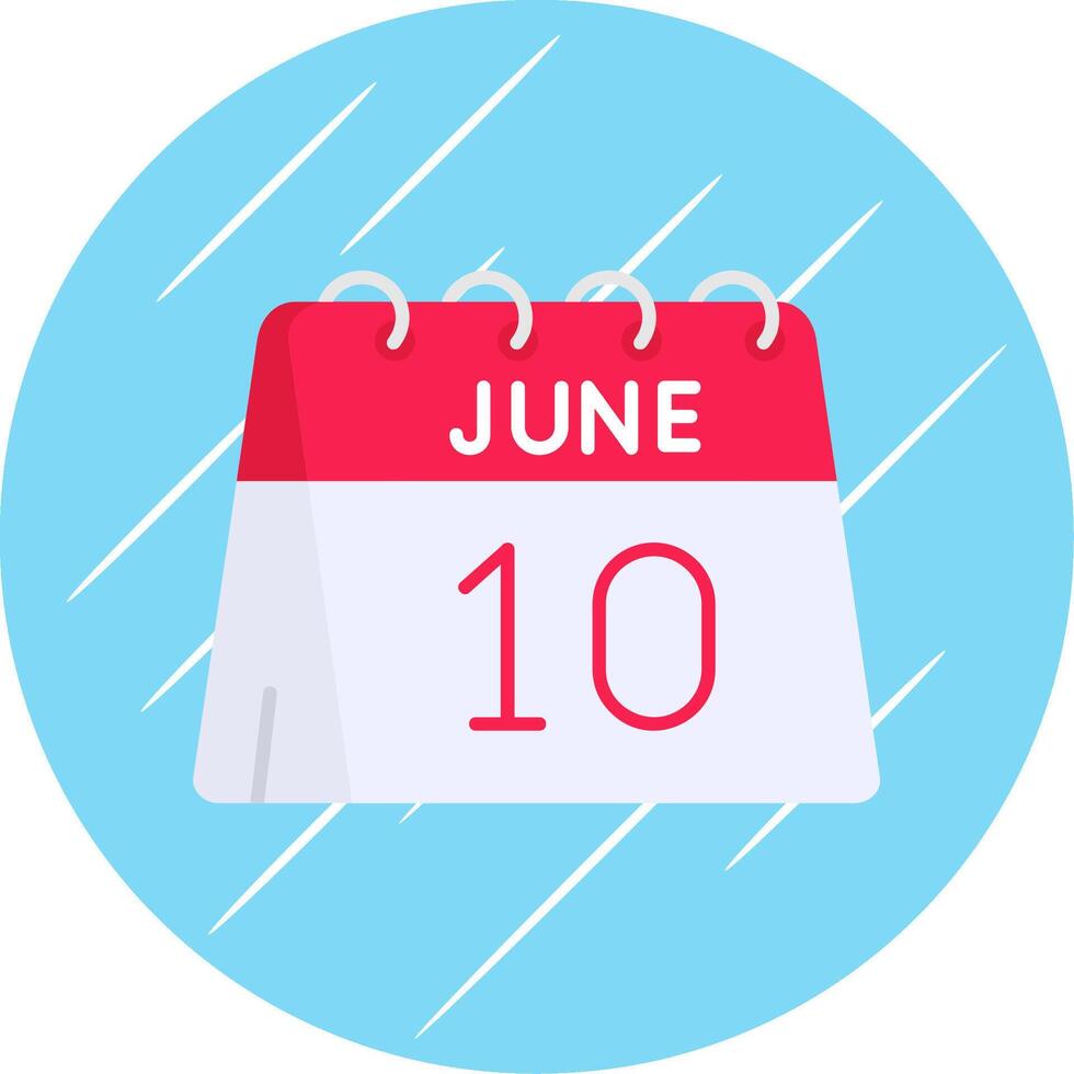 10th of June Flat Blue Circle Icon vector