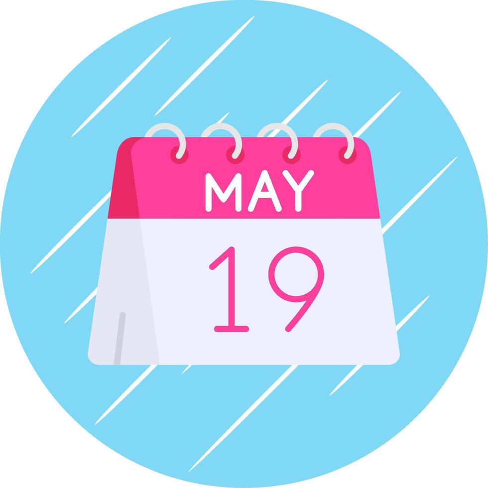 19th of May Flat Blue Circle Icon vector