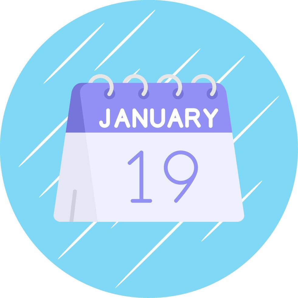 19th of January Flat Blue Circle Icon vector